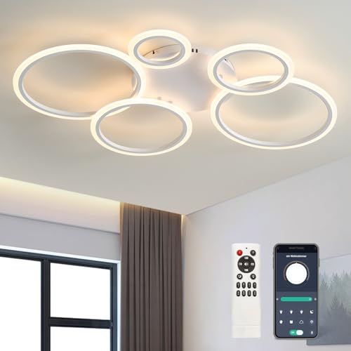 Tetipa LED Deckenleuchte Dimmbar, 60W-120W Deckenlampe LED Wohnzimmerlampe mit Fernbedienung APP Farbwechsel, Moderne Wohnzimmerlampe Dimming Deckenbeleuchtung Schlafzimmerlampe von Tetipa