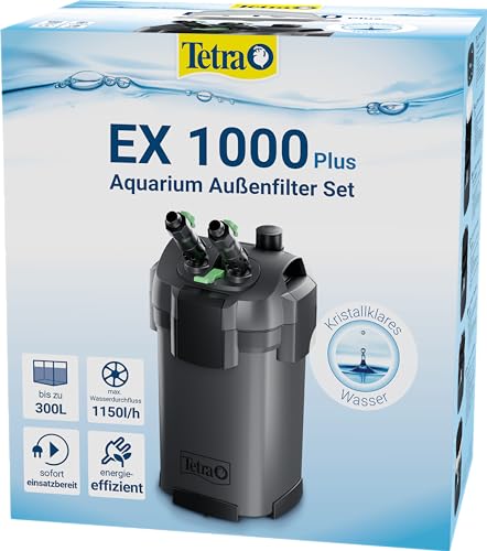 Tetra Aquarium Außenfilter EX 1000 Plus - leistungsstarker Filter für Aquarien bis 300 L, schafft kristallklares fischgerechtes Wasser, Innenbereich von Tetra
