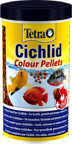 Tetra Cichlid Colour Pellets - Fischfutter für intensive und leuchtende Farben, besonders für Buntbarsche mit roter, oranger und gelber Färbung, 500 ml Dose von Tetra