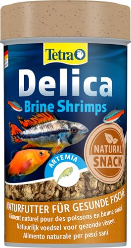 Tetra Delica Brine Shrimps Naturfutter - 100% gefriergetrocknete Salinenkrebse, natürliche Snacks für Zierfische, 100 ml Dose von Tetra