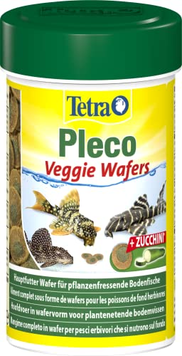 Tetra Pleco Veggie Wafers - Fischfutter für pflanzenfressende Bodenfische, Alleinfutter mit mineralreicher Zucchini für verbesserte Vitalität, 100 ml Dose von Tetra