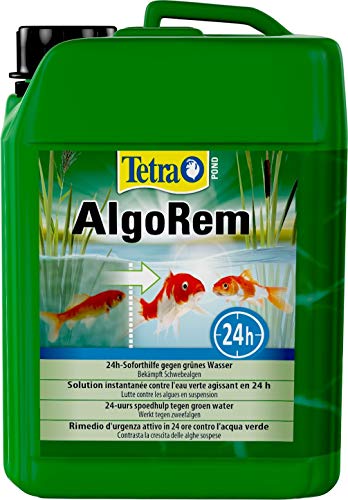 Tetra Pond AlgoRem - 24-Stunden-Soforthilfe gegen grünes Wasser im Gartenteich, bekämpft Schwebealgen, 3 L Eimer von Tetra