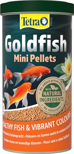 Tetra Pond Goldfish Mini Pellets Fischfutter - für kleine Goldfische und Kaltwasserfische im Gartenteich, 1 L Dose von Tetra