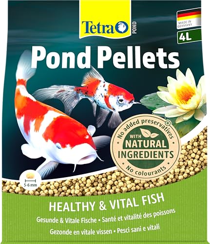 Tetra Pond Pellets – Hauptfutter für alle Teichfische, schwimmfähige Futter Pellets für die tägliche Fütterung, 4 L Beutel von Tetra