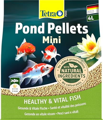 Tetra Pond Pellets Mini – Hauptfutter für kleine Teichfische, schwimmfähige Futter Pellets für die tägliche Fütterung, 4 L Beutel von Tetra