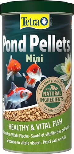 Tetra Pond Pellets Mini - Fischfutter für kleine und junge Teichfische, unterstützt gesunde Fische und klares Wasser im Teich, 1 L Dose Tetra Pond Pellets Mini - Fischfutter für kleine und junge Teichfische, unterstützt gesunde Fische und klares Wasser im Teich, 1 L Dose von Tetra