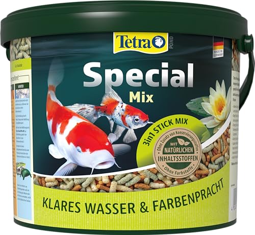Tetra Pond Special Mix – Fischfutter Mischung für alle Teichfische bestehend aus DREI verschiedenen Sticks, für gesundes Wachstum und EIN gestärktes Immunsystem, 5 L Eimer von Tetra