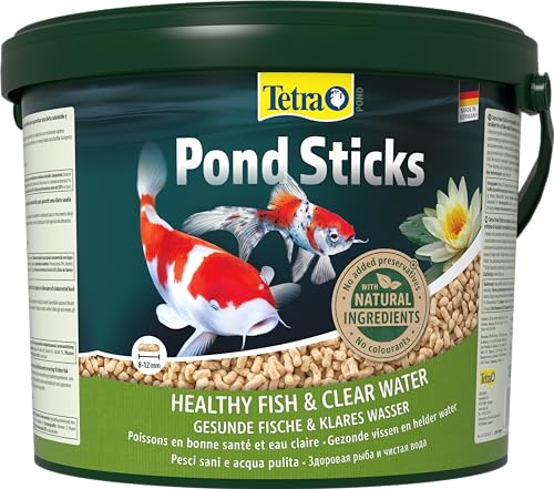 Tetra Pond Sticks - Fischfutter für Teichfische, für gesunde Fische und klares Wasser im Gartenteich, 10 L Eimer von Tetra
