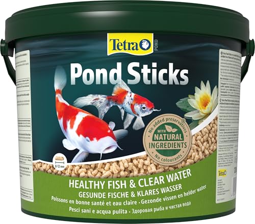 Tetra Pond Sticks - Fischfutter für Teichfische, für gesunde Fische und klares Wasser im Gartenteich, 10 L Eimer von Tetra