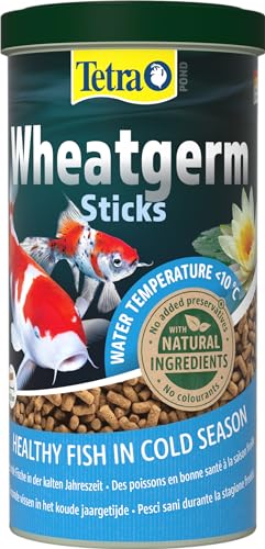 Tetra Pond Wheatgerm Sticks - Ballaststoffreiches Fischfutter für alle Teichfische, besonders geeignet bei kühlen Wassertemperaturen im Teich (Frühling / Herbst), 1 L Dose von Tetra