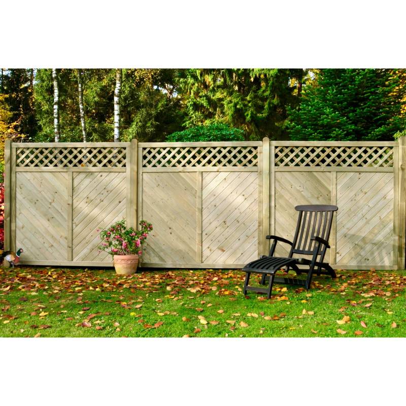 T & J Sichtschutzzaun Classic-Diagonal mit Rankgitter 180 x 180 cm von Tetzner und Jentzsch
