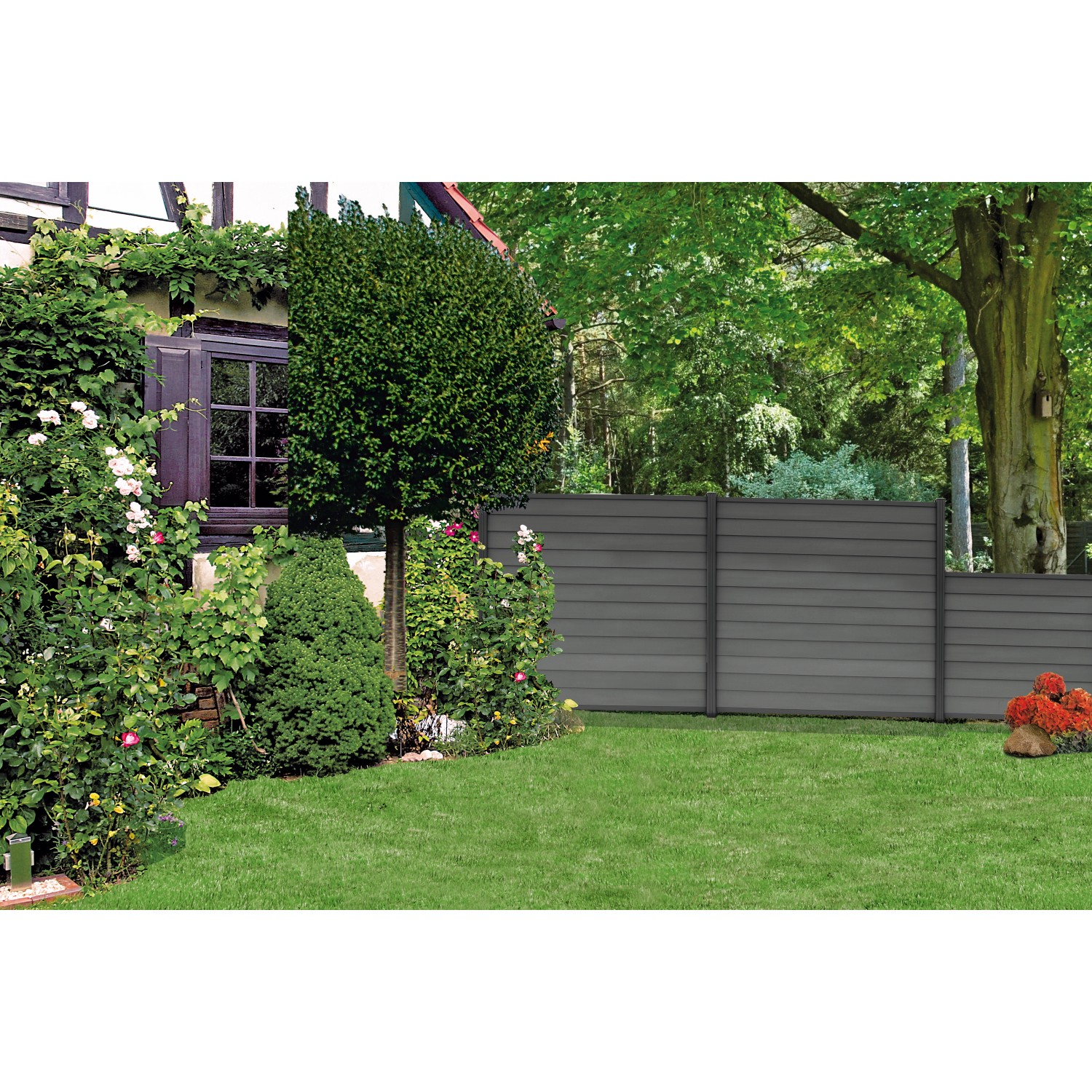 T & J WPC-Steckzaunsystem Skär Anthrazit / Anthrazit 20 x 148  x 1790 mm von Tetzner und Jentzsch