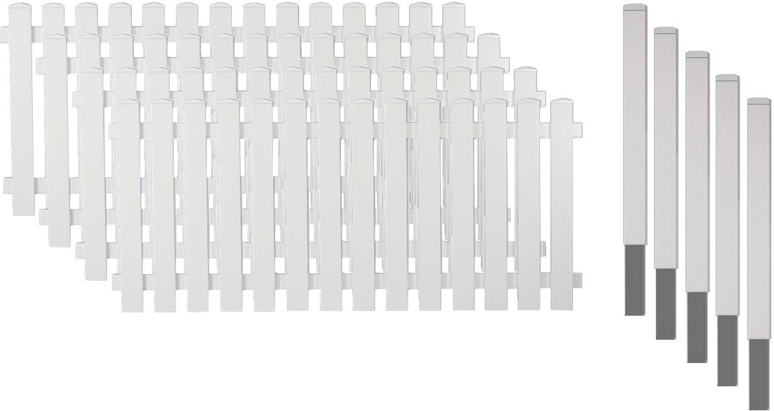 Tetzner & Jentzsch Gartenzaun Lexington 2, (Set), Kunststoff, 80 cm hoch, 4 Elemente für 7,65 m, mit 5 Alu-Pfosten von Tetzner & Jentzsch