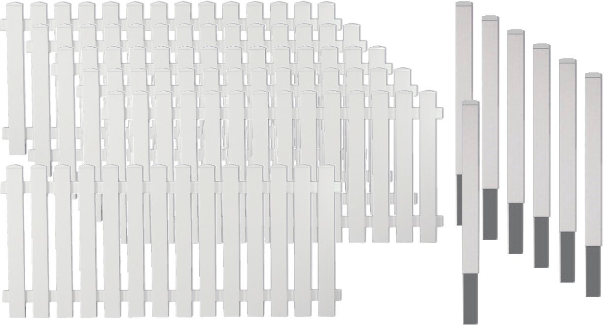 Tetzner & Jentzsch Gartenzaun Lexington 4, (Set), Kunststoff, 80 cm hoch, 6 Elemente für 11,43 m, mit 7 Alu-Pfosten von Tetzner & Jentzsch