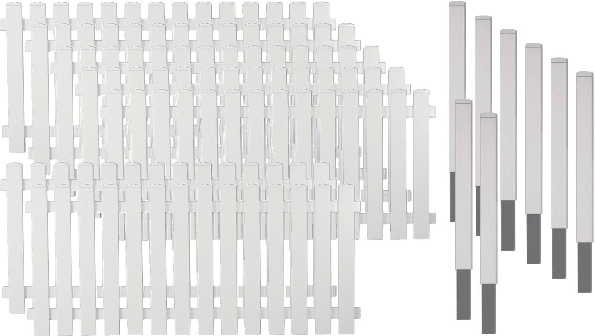 Tetzner & Jentzsch Gartenzaun Lexington 5, (Set), Kunststoff, 80 cm hoch, 7 Elemente für 13,32 m, mit 8 Alu-Pfosten von Tetzner & Jentzsch