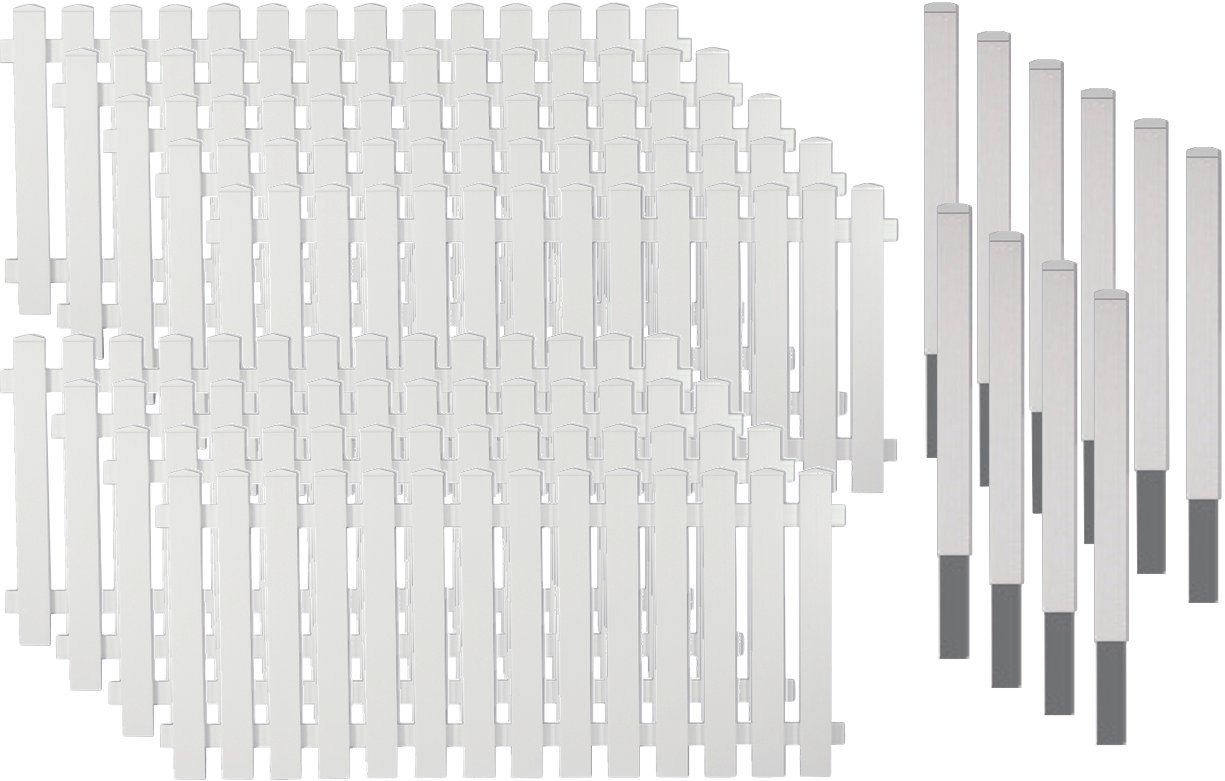 Tetzner & Jentzsch Gartenzaun Lexington 7, (Set), Kunststoff, 80 cm hoch, 9 Elemente für 17,10 m, mit 10 Alu-Pfosten von Tetzner & Jentzsch