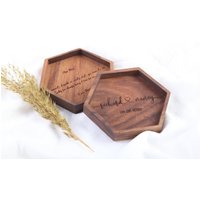 Personalisiertes Sechseck-Tablett Aus Walnussbaumholz - Geschenk Für Vatertag Schlüssel- Oder Ringschale Eingangsbereich Schmucktablett von TevFeek