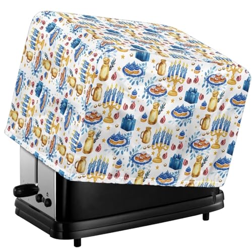 Tevecatos Chanukkah-Kerzen-Geschenkdruck, Backgeschirr-Schutz, staubdicht, Toaster-Ofen-Tuchabdeckung, wasserdichtes Polyestergewebe, Toaster-Schutzabdeckung für Chanukka, Festival, Küchendekoration von Tevecatos