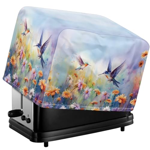 Tevecatos Staubdichte Abdeckung für Toaster, wasserdichtes Polyestergewebe, Toaster-Schutz mit Gänseblümchen-Blumen- und Kolibri-Druck, wiederverwendbar, kleine Geräte, Schutzhülle für Fingerabdrücke Tevecatos Staubdichte Abdeckung für Toaster, wasserdichtes Polyestergewebe, Toaster-Schutz mit Gänseblümchen-Blumen- und Kolibri-Druck, wiederverwendbar, kleine Geräte, Schutzhülle für Fingerabdrücke von Tevecatos