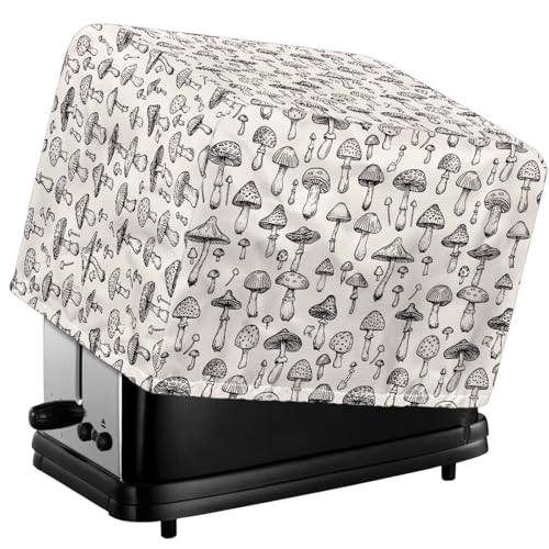 Tevecatos Staubdichte Toaster-Schutzabdeckung mit Kordelzug, wasserdichter Toaster-Schutz mit Skizze, Pilzmuster, Polyestergewebe, Brotbackmaschine, Ofentuch, Abdeckung für 4 Scheiben von Tevecatos