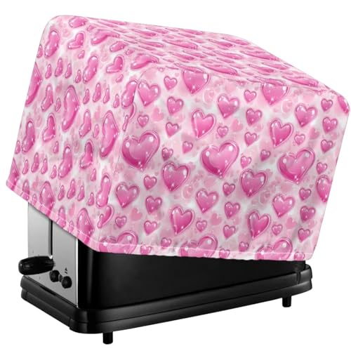 Tevecatos Staubdichte Toaster-Schutzhülle mit Herz-Blasenmuster, Toaster-Schutz mit Kordelzug, Polyestergewebe, gesteppt, waschbar, Brotbackmaschine, Ofen-Tuchabdeckung für Valentinstag, Dekoration, 2 von Tevecatos