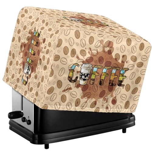 Tevecatos Toaster-Abdeckung, Motiv: Kaffee, Kakaobohne, staubdicht, wiederverwendbar, Toaster-Schutzhülle, waschbar, Polyestergewebe, gesteppt, Staubschutz für Fingerabdruckschutz, 2 Scheiben von Tevecatos