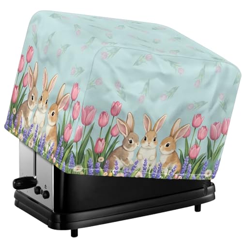 Tevecatos Toaster-Abdeckung, Motiv: Tulpe mit Lavendel-Blumenmuster, für Ostern, wasserdicht, für kleine Geräte, Staubschutz, Brotbackmaschine, Schutz, 4 Scheiben von Tevecatos