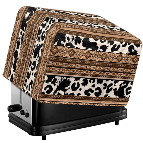 Tevecatos Toaster-Abdeckung, wasserdicht, Aztekenmuster, Leopardenmuster, staubdichter Schutz mit Kordelzug, wiederverwendbar, kleine Geräte, Schutzhülle mit silberbeschichtetem Polyestergewebe, 2 von Tevecatos