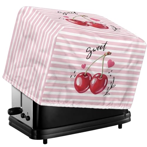 Tevecatos Toaster-Abdeckung mit Herz-Kirschen-Motiv, staubdicht, wiederverwendbar, Toaster-Schutzhülle, waschbar, Polyestergewebe, gesteppt, Brotmaschine, Staubschutz für Valentinstag, Dekoration, 4 von Tevecatos