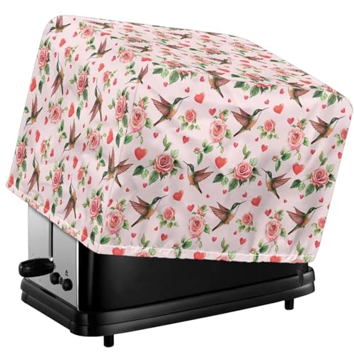 Tevecatos Toaster-Abdeckung mit Herz-Rosen-Blumenmuster, staubdicht, Brotbackmaschinen-Schutz, Universalgröße, Toaster-Schutzhülle, kleines Gerät, Staubschutz für Valentinstag, Dekoration, 2 Scheiben von Tevecatos