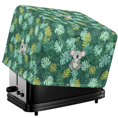 Tevecatos Toaster-Abdeckung mit Monstera-Blatt-Koala-Druck, staubdicht, Toaster-Schutzhülle, waschbar, Toaster-Ofentuch, Universalgröße, Staubschutz für kleine Geräte, Staubschutz mit Kordelzug, 4 von Tevecatos