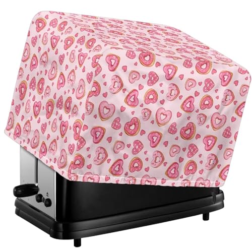 Tevecatos Toaster-Ofen-Tuchabdeckung, Herz-Donut-Druck, wasserdicht, Toaster-Schutz für Valentinstag, Universalgröße, wiederverwendbar, Brotbackmaschinen-Abdeckung für Küchenzubehör, 2 Scheiben von Tevecatos
