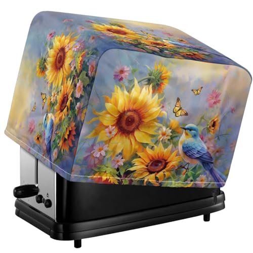 Tevecatos Toaster-Schutzabdeckung mit Sonnenblumen-Motiv und Schmetterlings-Motiv, wasserdicht, Toaster-Schutz, Polyestergewebe, wiederverwendbar, Staubschutz, passend für die meisten Standard-Toaster Tevecatos Toaster-Schutzabdeckung mit Sonnenblumen-Motiv und Schmetterlings-Motiv, wasserdicht, Toaster-Schutz, Polyestergewebe, wiederverwendbar, Staubschutz, passend für die meisten Standard-Toaster von Tevecatos