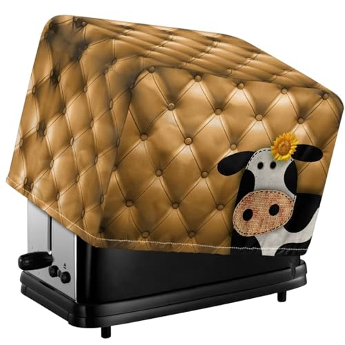 Tevecatos Wasserdichte Toaster-Schutzhülle mit Sonnenblumen-Blumenmuster, Rindsleder, Polyester-Stoff, Toaster-Abdeckung, Brotmaschine, Staubschutz, passend für die meisten Standard-Toaster, 2 von Tevecatos