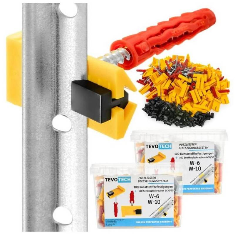 Tevo Tech Leisten-Befestigungsclips Schnellputzprofil Clips System + Dübel, (200-St) von Tevo Tech