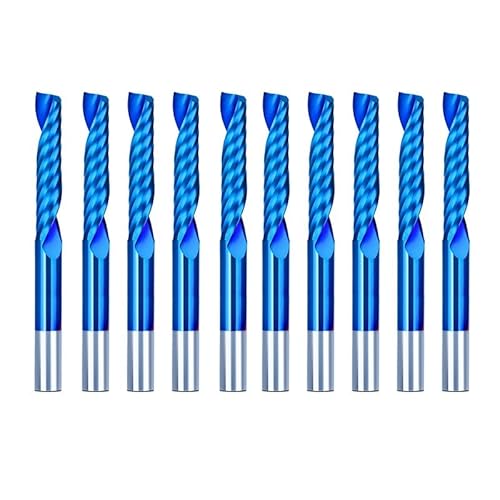 10 Stück 2 x 8 mm 3,175 Schaft Einzelflöte Spiralfräser for geschnittenes Holz/Kunststoff CNC-Fräser 1 Flöte Schaftfräser(3.175x2.5x17) von Teweakt