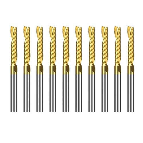 10 Stück 2 x 8 mm 3,175 Schaft Einzelflöte Spiralfräser for geschnittenes Holz/Kunststoff CNC-Fräser 1 Flöte Schaftfräser(3.175x2x8) von Teweakt