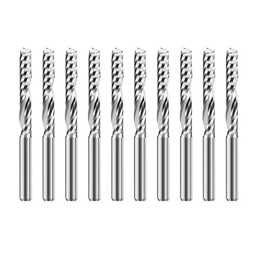 10 Stück 2 x 8 mm 3,175 Schaft Einzelflöte Spiralfräser for geschnittenes Holz/Kunststoff CNC-Fräser 1 Flöte Schaftfräser(3.175x3.175x12) von Teweakt
