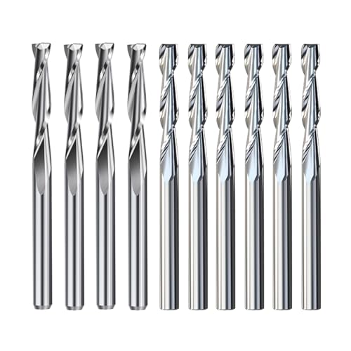10 Stück Durchmesser 2,0 mm 2 Flöten Flachschaftfräser 3,175 mm Schaft Spiralfräser CNC Micro Schaftfräser Hartmetallfräser(2.0xD3.175x17) von Teweakt