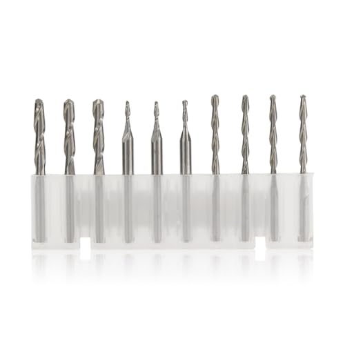 10 stücke 3,175mm Schaft Kugelkopf Schaftfräser Set Hartmetall 2Flute Spiralfräser CNC Gravur Fräser(0.8x3.175x8) von Teweakt