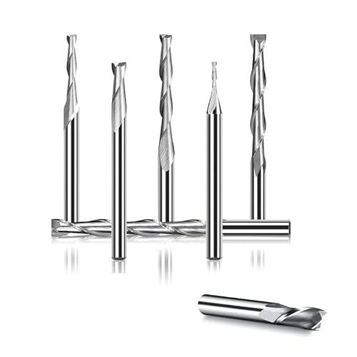 2-Flöten-Flachschaftfräser 10 Stück 3,175 Schaft-Spiral-CNC-Fräser for Gravieren von 0,8–3,175 mm Hartmetallfräser(3.175xD3.175x20) von Teweakt