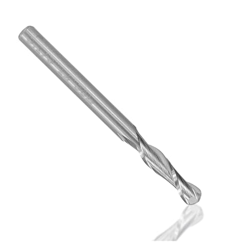 Aluminium-Schneidfräser 3,175 mm (1/8 '') Schaft Spiralkugelfräser for Aluminium Messing 2 Flöte CNC-Fräser(3.175x3.175x12) von Teweakt