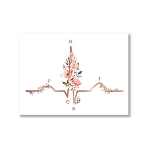 Teweakt Herz Stethoskop EKG Blume medizinische Poster und Drucke Kardiologe Büro Wandkunst Bilder Leinwand Gemälde Dekor Arzt Geschenk(3,30x40 cm No Frame) von Teweakt