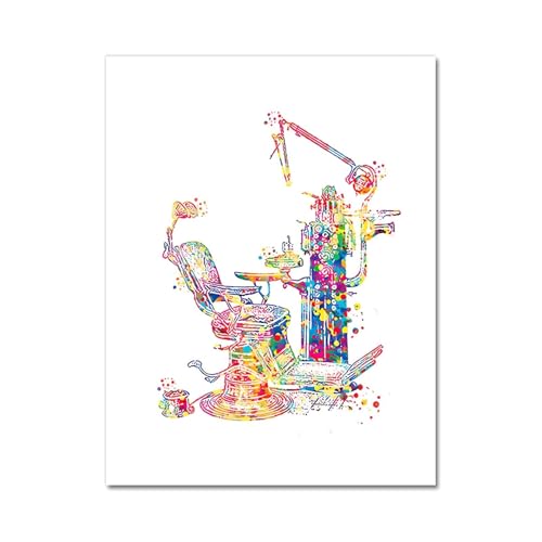 Zahnärztliche Ausrüstung Poster Zähne Anatomie Leinwand Gemälde Zahnarzt Geschenk Bild Medizinische Wandkunst Aquarell Druck Klinik Wanddekoration(3183-01,50x70cm No Frame) von Teweakt