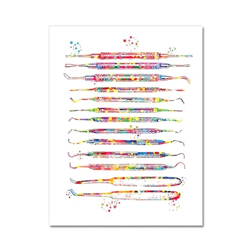 Zahnärztliche Ausrüstung Poster Zähne Anatomie Leinwand Gemälde Zahnarzt Geschenk Bild Medizinische Wandkunst Aquarell Druck Klinik Wanddekoration(3183-02,50x70cm No Frame) von Teweakt