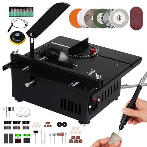 Mini-Tischsäge für Handwerker, 400W Power Mini-Multifunktions-Tischsäge, tragbare kleine Tischsäge mit erweiterter Arbeitsfläche, 0-90° Schneiden, für DIY, Holz, Acryl und PCB Schneiden(400w) von Tewpoy