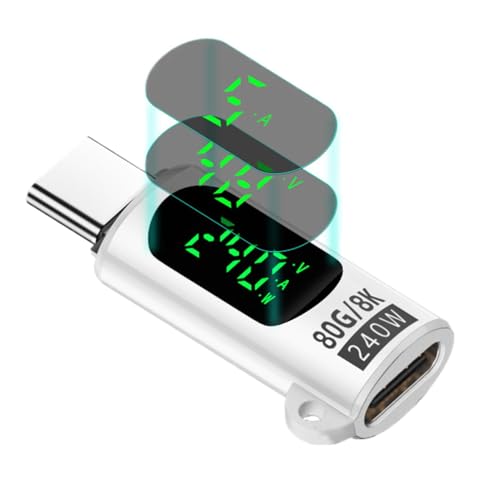 Digital Anzeigeadapter, Schnellladedaten Connector Plug,Digital Display USB4.0 PD 240W -Anschluss | Echtzeitüberwachungsdatenübertragungswandler für Mobiltelefon -Laptop -Computer -Tablet von Tewzafiya