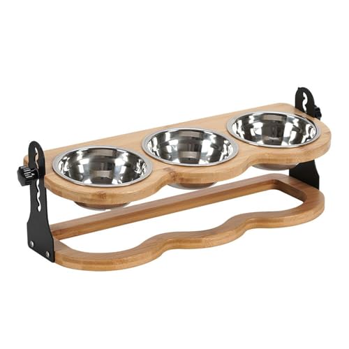 Hundefutter Napf Erhöht | Erhöhter Futternapf Für Hunde | Höhenverstellbarer Leckerli Spender Mit 3 Edelstahlschalen, Wasserspender Für Innenbereich von Tewzafiya