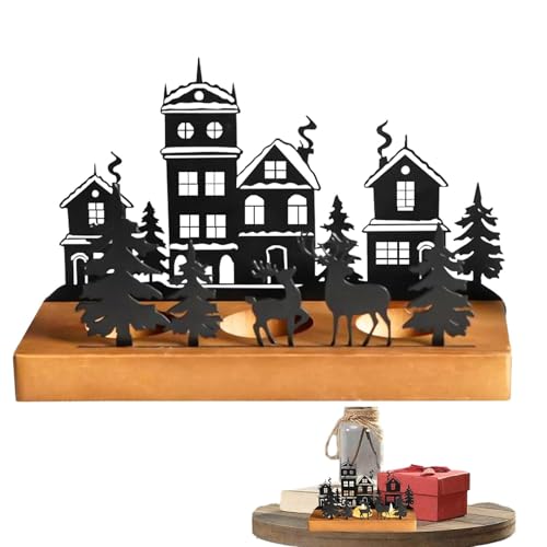 Kerzenhalter aus Metall, Weihnachts-Teelichthalter - Schwarzer Silhouette Weihnachtskerzenhalter Rustikal | Moderner Spitzkerzenhalter aus Eisen, Elchbaumkerzenbehälter für die Weihnachtsfeier Kerzenhalter aus Metall, Weihnachts-Teelichthalter - Schwarzer Silhouette Weihnachtskerzenhalter Rustikal | Moderner Spitzkerzenhalter aus Eisen, Elchbaumkerzenbehälter für die Weihnachtsfeier von Tewzafiya
