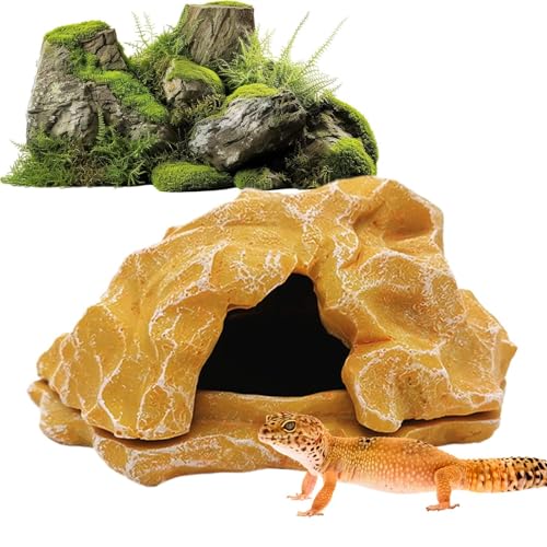 Reptilien Versteck - Zierfelsen Versteck Für Schildkröten Echsen Aquariumdekoration,Sonnenplatz Aquarium Deko Landschaft für Amphibien Krabben Geckos Schildkröten von Tewzafiya